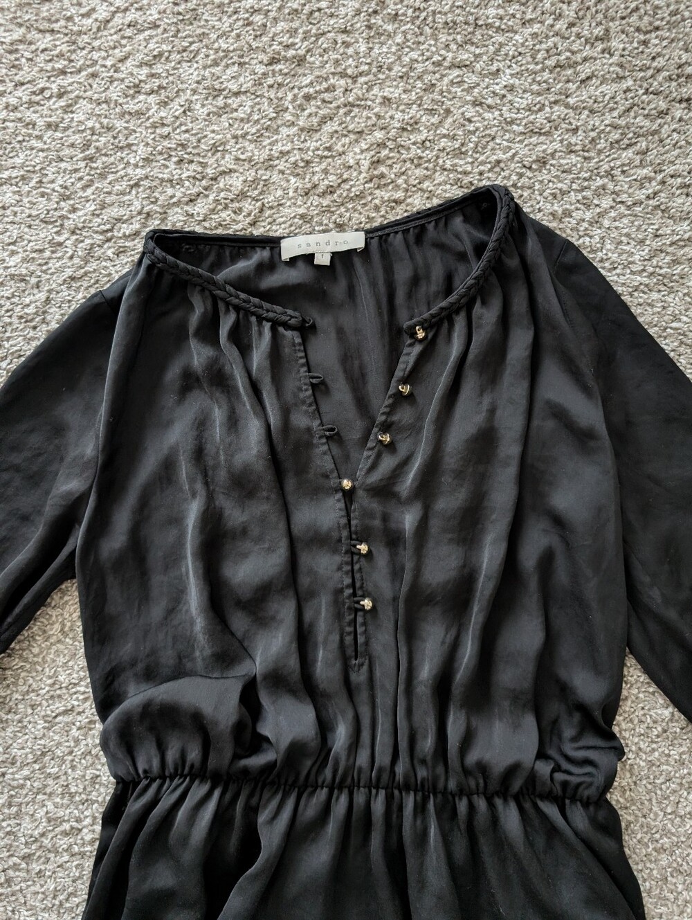 Sandro Black Braided Scoop Neck Dress